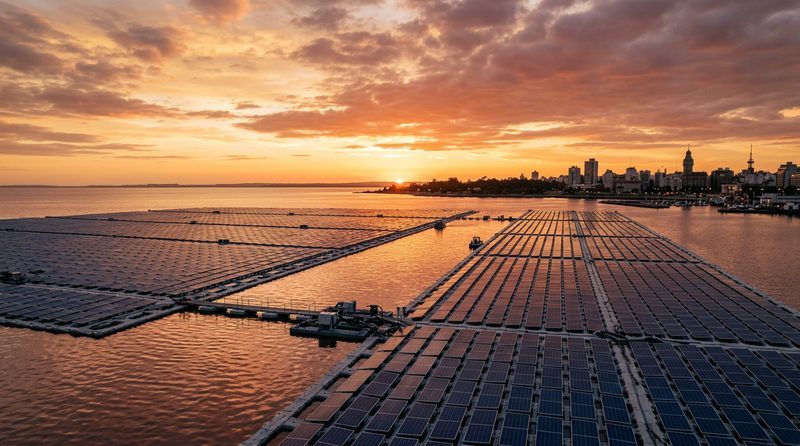 Paneles Solares Flotantes que Purifican: Uruguay Lanza la Primera Granja Fotovoltaica del Río de la Plata